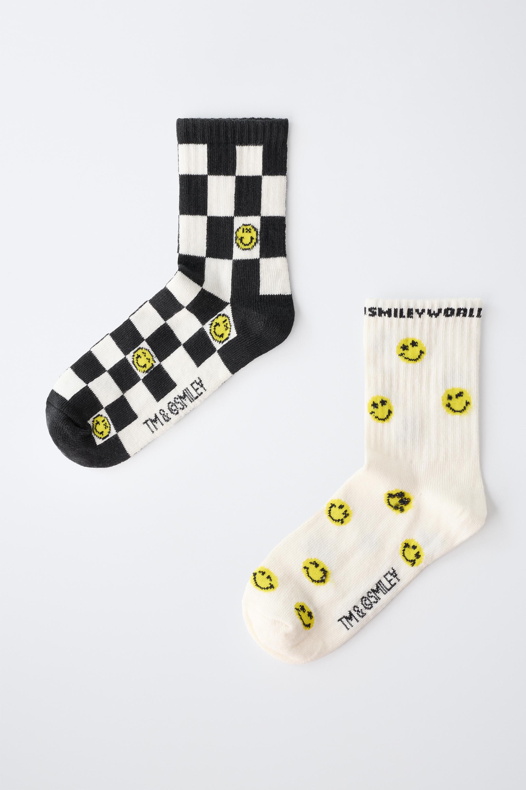 TWO-PACK OF SMILEYWORLD ® CHECKERED MID-CALF SOCKS